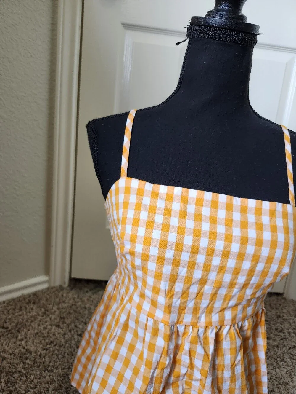 J Crew Orange Gingham Spaghetti-Strap Women’s Top 6